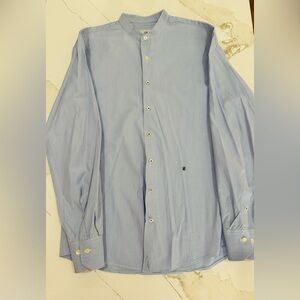 Carolina Herrera Sky Blue Striped Dress Shirt Size 15 1/2 EUC